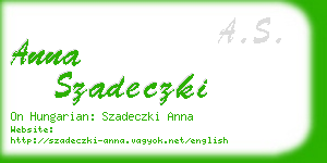 anna szadeczki business card